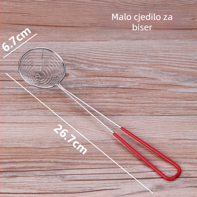 Sito bisera s crvenim ručkom, nehrđajući čelik, fina filtracijska mreža, duboko malo cedilo za vruću juhu, kuhinja i mliječni čaj