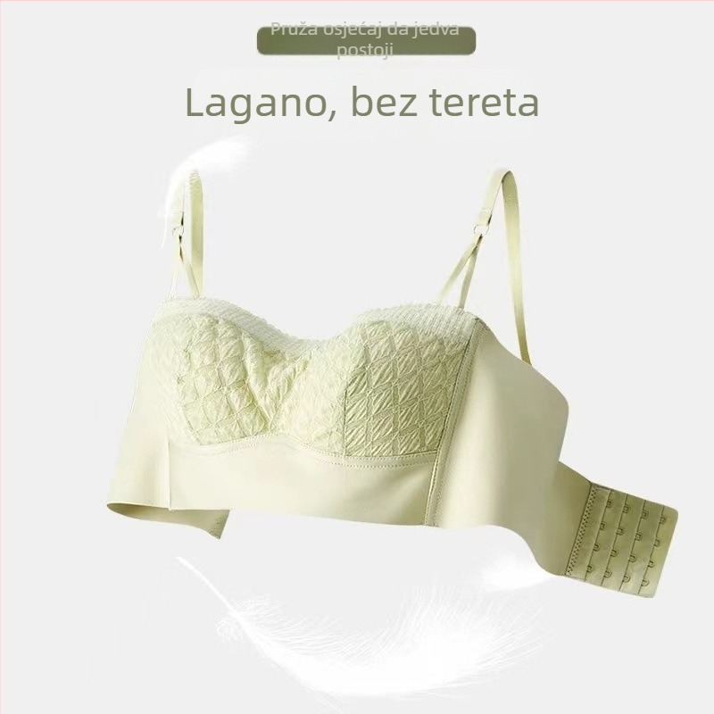 Francuski stil bez naramenica grudnjaka od čipke, prozračne košarice, protivklizni, lijepa leđa, četiri reda kopči