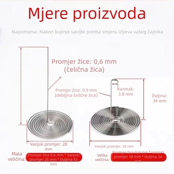 Nerđajući čelični filter za izljev čajnika, čajni infuzor s opružnim mehanizmom