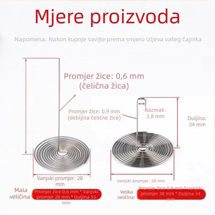 Nerđajući čelični filter za izljev čajnika, čajni infuzor s opružnim mehanizmom