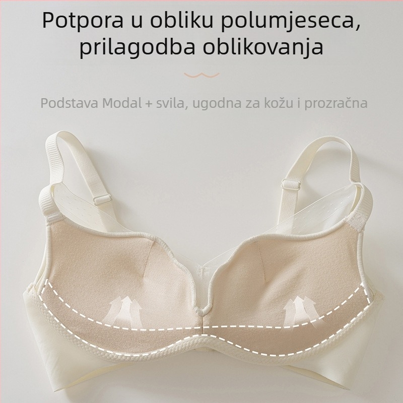 Modalni push-up grudnjak za male grudi, bezšivan, prozračan mrežasti materijal, 3D oblikovanje dekolta