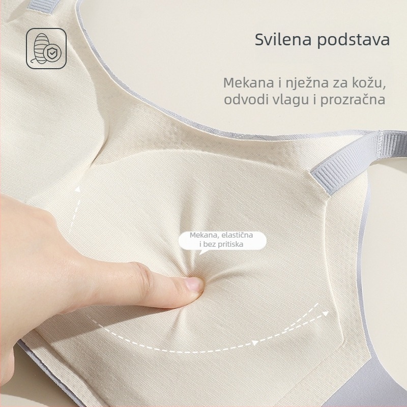 Ženski grudnjak bez žice, s košaricama 3/4, mekana potpora, podstava od mulberry svile