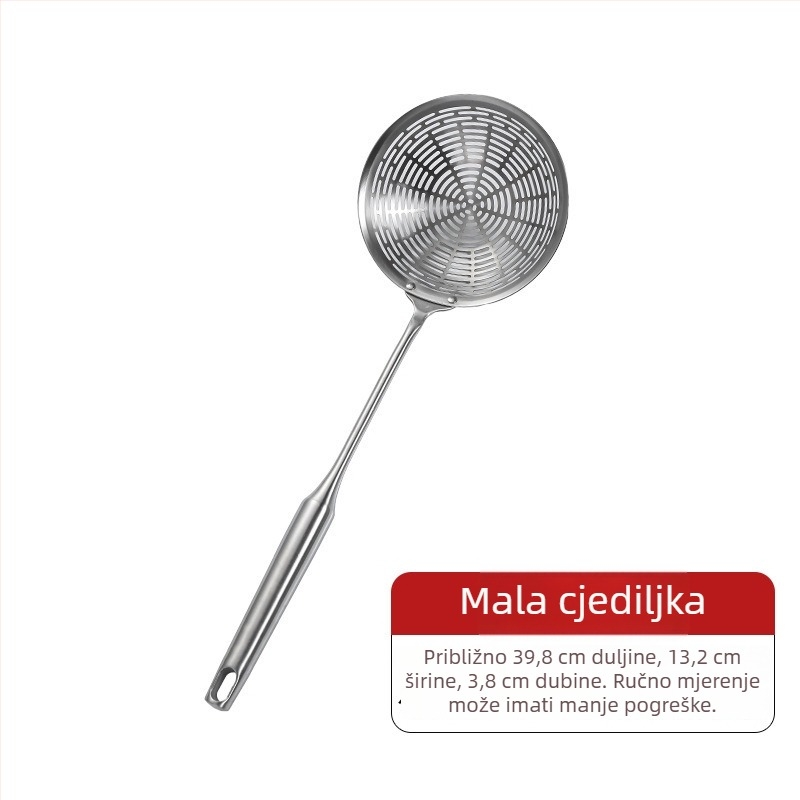 Velika kuhinjska mrežica od nehrđajućeg čelika 304, dugim držačem, za knedle i tjesteninu