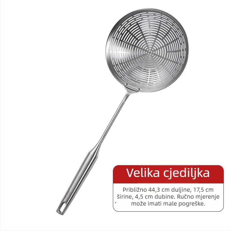 Velika kuhinjska mrežica od nehrđajućeg čelika 304, dugim držačem, za knedle i tjesteninu