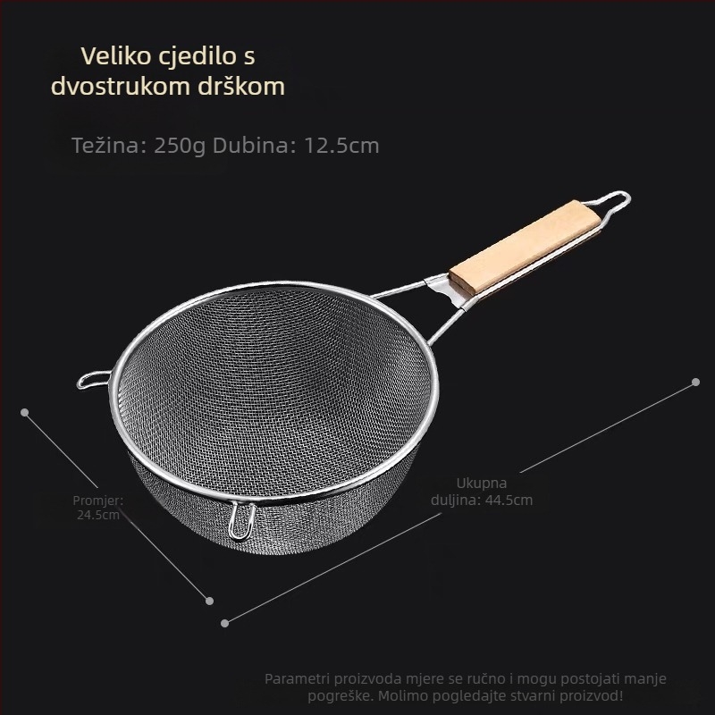 Filter za ulje od nehrđajućeg čelika 304 s drvenom ručkom, ultra-fino sito za prženje