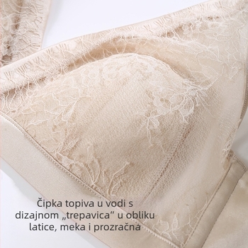 Mulberry svila, elastični satenski grudnjak, tanak seksi košarica u obliku latice, francuski duboki V, bez žice, 3/4 košarica, ultra-tanki kalup