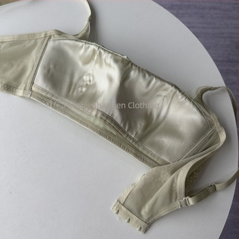 Strapless grudnjak od svile 16 momme, ravni dekolte s čipkastim obrubom, podesiv, bez žice