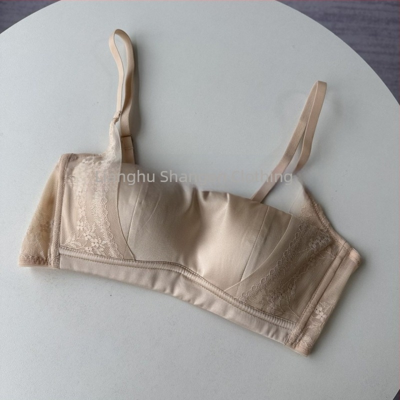 Strapless grudnjak od svile 16 momme, ravni dekolte s čipkastim obrubom, podesiv, bez žice