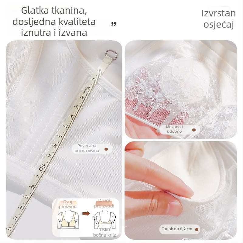 Seksi čipkasti push-up grudnjak s kupom u obliku zečjih ušiju, koži prihvatljiva podstava od svile mulberije, lagan i bez šavova