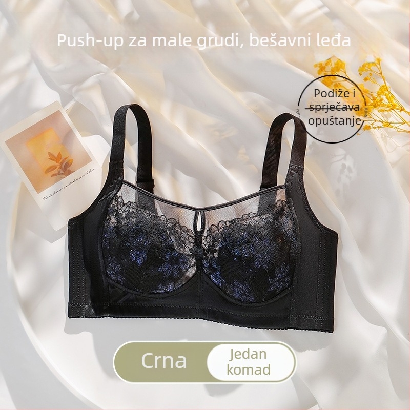Seksi čipkasti push-up grudnjak s kupom u obliku zečjih ušiju, koži prihvatljiva podstava od svile mulberije, lagan i bez šavova