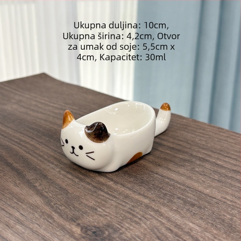 Slatka japanska zdjela za umak s mačkom s tri cvijeta, keramička, pogodna za sojin umak i ocat