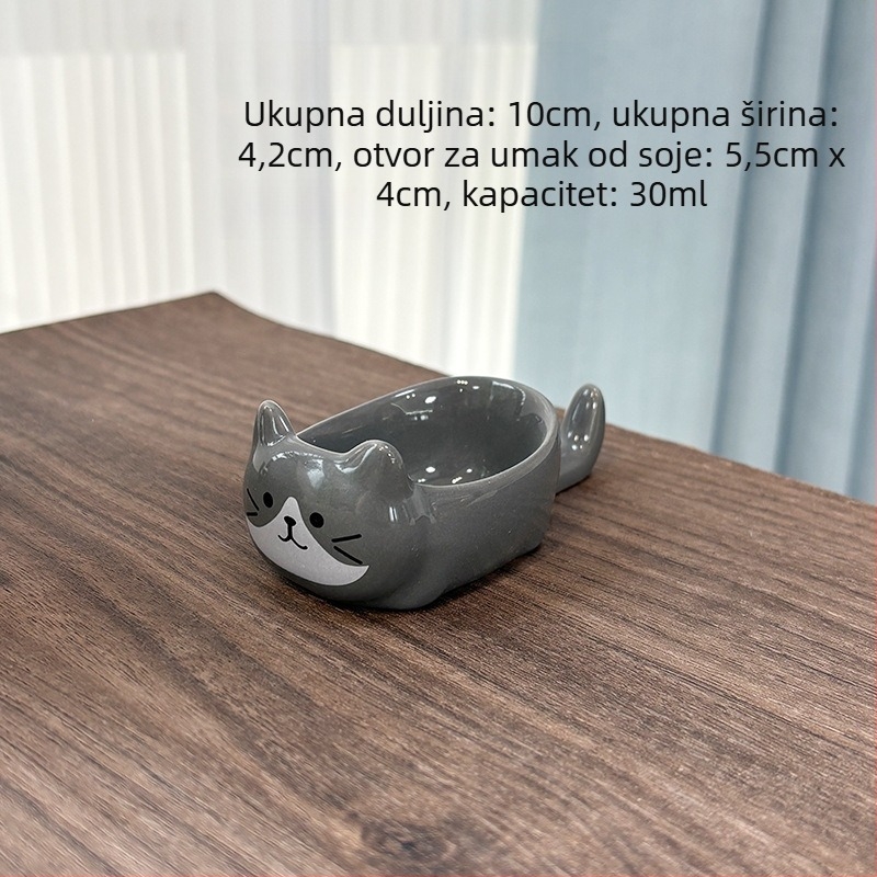 Slatka japanska zdjela za umak s mačkom s tri cvijeta, keramička, pogodna za sojin umak i ocat