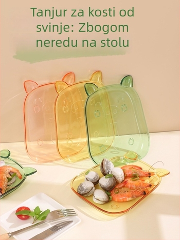 Plastična ploča s crtićnim praščićem za grickalice, voće i deserte, promjer 14 cm, nepravilnog oblika, svjež i sladak dizajn