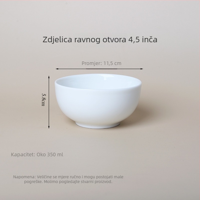 Bijela keramička zdjela, velika zdjela za rezance i juhu za hotele i restorane, kućna zdjela za rižu, zdjela s ravnim rubom protiv opeklina, prilagođeni logo