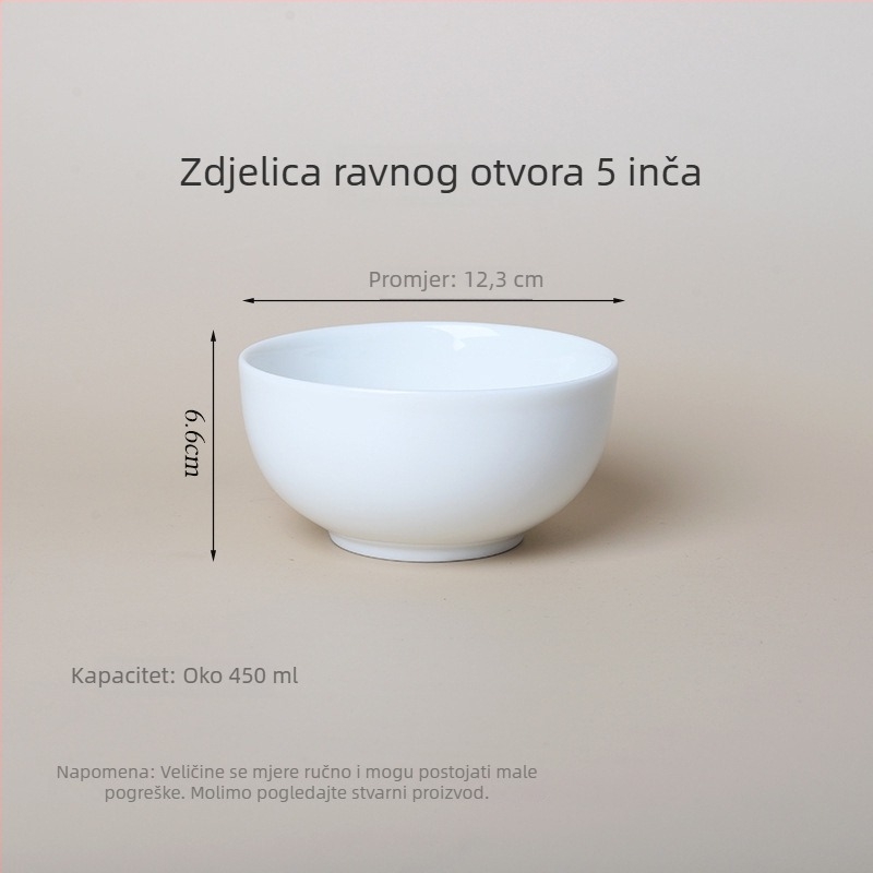 Bijela keramička zdjela, velika zdjela za rezance i juhu za hotele i restorane, kućna zdjela za rižu, zdjela s ravnim rubom protiv opeklina, prilagođeni logo
