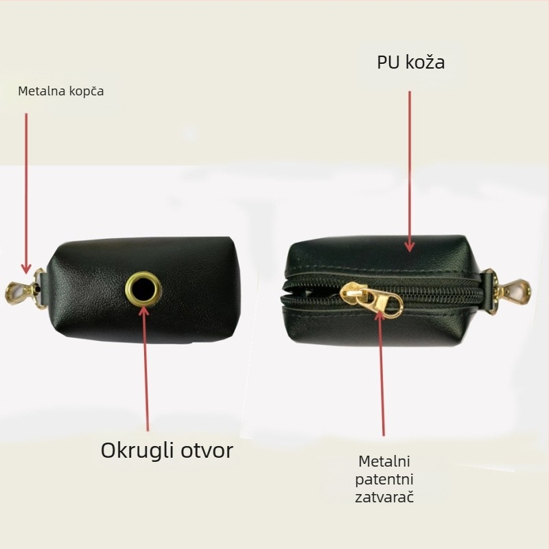 Prijenosni PU kožni dispenser za vrećice za pse i torbica za pohranu vrećica