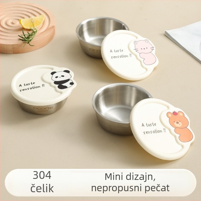 Mini kutija za ručak od 304 nerđajućeg čelika s poklopcem za djecu - prijenosna, hermetična, otporna na padove, otporna na visoke temperature