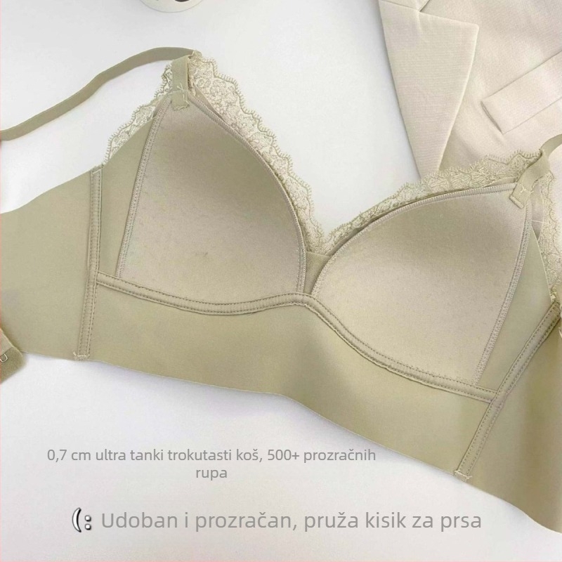 Baršunasti grudnjak s trokutastim košaricama, za žene, bežični, ultra tanak, duboki V-dekolte