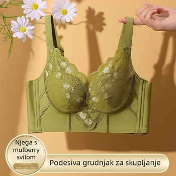 Sutien za oblikovanje s čipkom za žene, push-up, protiv opuštanja, podesiv, podstava od mulberry svile