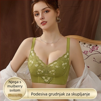 Sutien za oblikovanje s čipkom za žene, push-up, protiv opuštanja, podesiv, podstava od mulberry svile