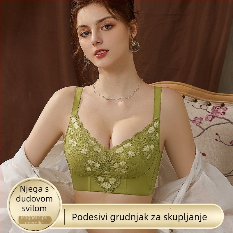 Sutien za oblikovanje s čipkom za žene, push-up, protiv opuštanja, podesiv, podstava od mulberry svile