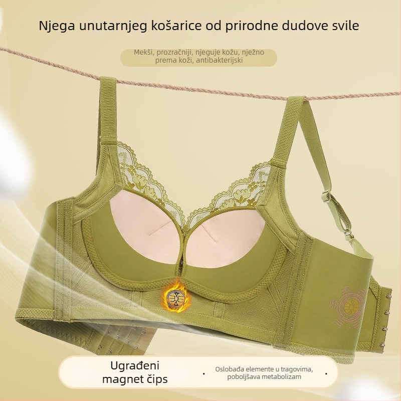 Sutien za oblikovanje s čipkom za žene, push-up, protiv opuštanja, podesiv, podstava od mulberry svile