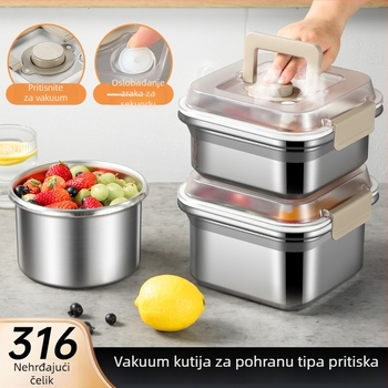 Spremnik od nehrđajućeg čelika s vakuumom za očuvanje svježine, ojačani, veliki kapacitet, kutija za ručak, čuvanje u hladnjaku, zatvorena