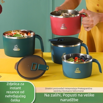Posuda za instantne rezance s poklopcem, nehrđajući čelik 304, za studente
