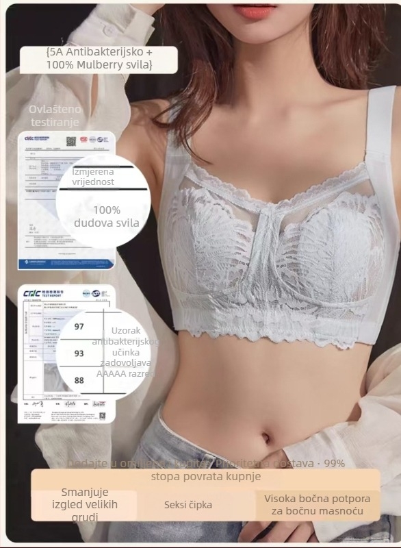 Ženski grudnjak od 100% svilene Mulberry, ultra tanak, šalice s oblikom kunićjih ušiju, bez žičnice, lagana podrška, vizualno smanjuje velik grudnjak