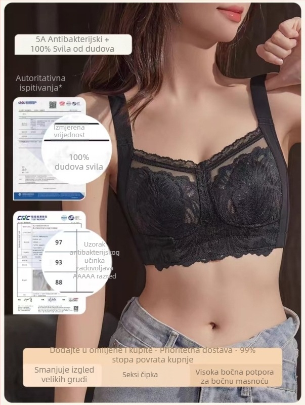 Ženski grudnjak od 100% svilene Mulberry, ultra tanak, šalice s oblikom kunićjih ušiju, bez žičnice, lagana podrška, vizualno smanjuje velik grudnjak
