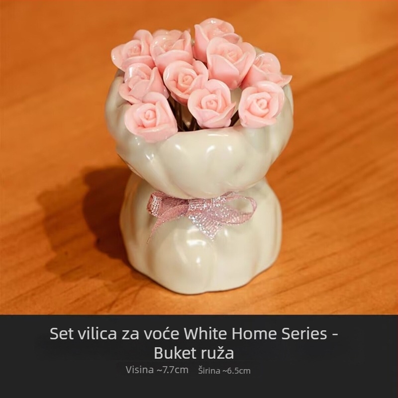 Set vilica za voće u obliku ruže za kućnu upotrebu, luksuzne vilice za deserte i torte, sigurno za djecu, od nehrđajućeg čelika