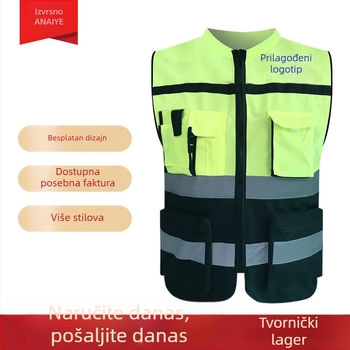 GS-09 vesta s više džepova, visoke vidljivosti i reflektirajuća mrežasta za gradilište, službu i vožnju
