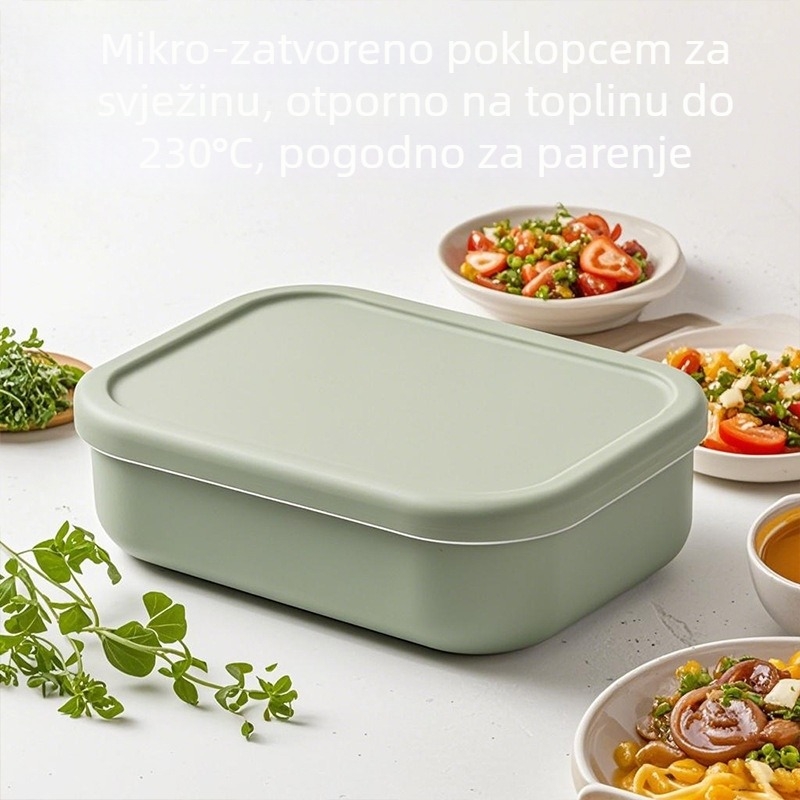 Čista silikonska kutija za ručak, hermetički zatvorena, kvalitete hrane, mikrovalna sigurnost, velika kapacitet, prijenosna kutija s odjeljcima za voće