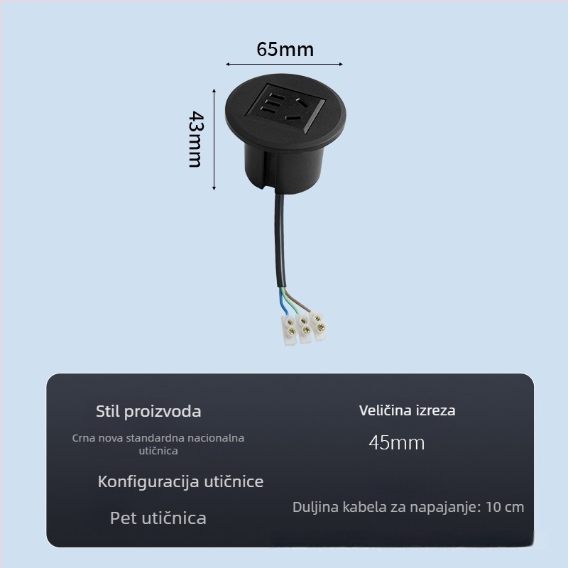 Parika Ugrađena okrugla USB utičnica za stol