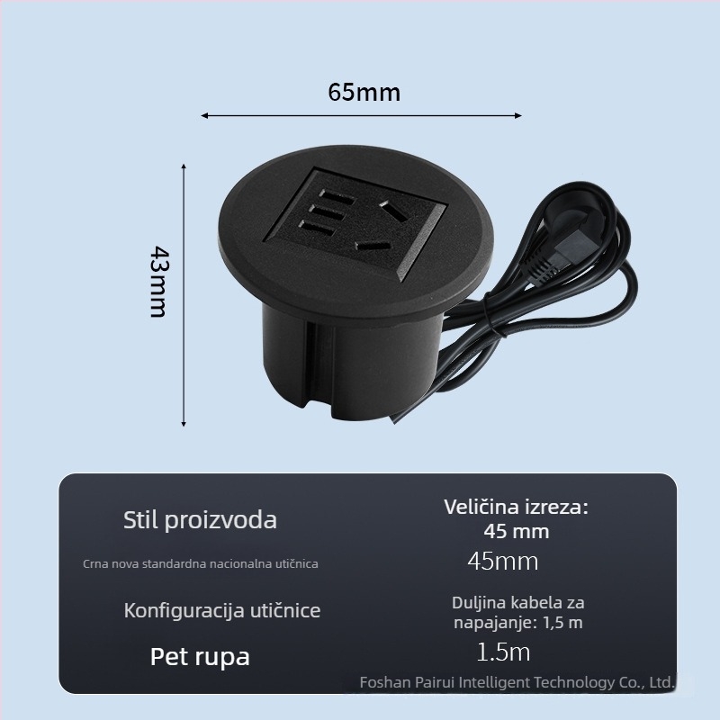 Parika Ugrađena okrugla USB utičnica za stol