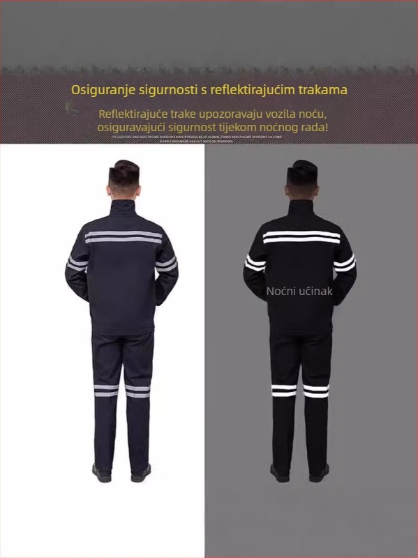 Set radne odjeće za podzemnu eksploataciju ugljena s reflektirajućim trakama, otporno na habanje i prljavštinu, ojačana radna odjeća za rudarenje.