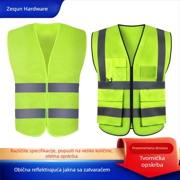 Reflektirajući sigurnosni prsluk za građevinske i cestovne radove sa zatvaračem