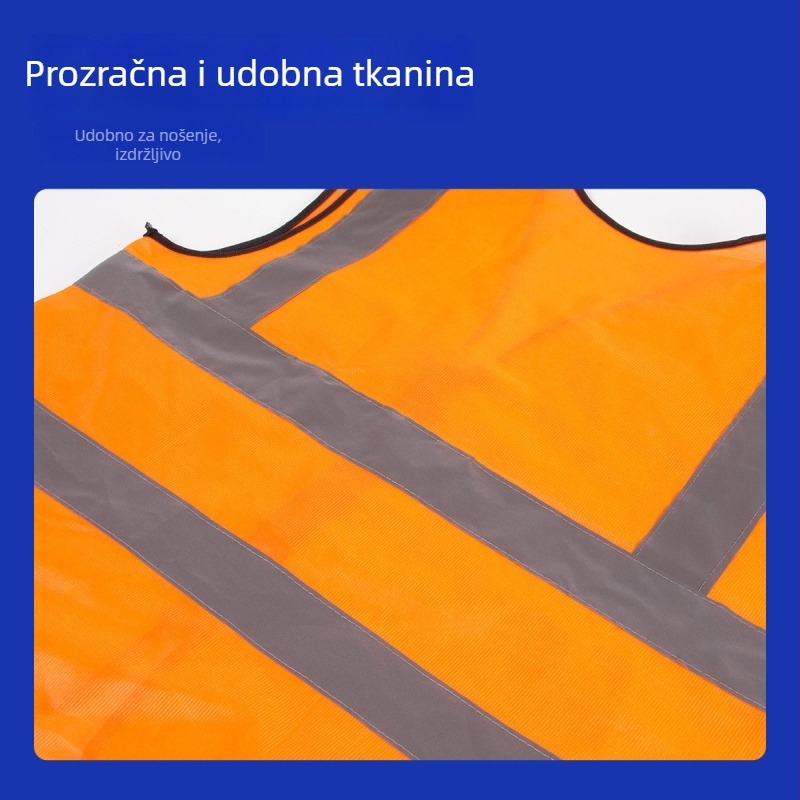 Reflektirajući sigurnosni prsluk za građevinske i cestovne radove sa zatvaračem