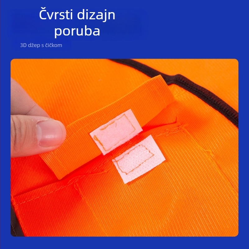 Reflektirajući sigurnosni prsluk za građevinske i cestovne radove sa zatvaračem