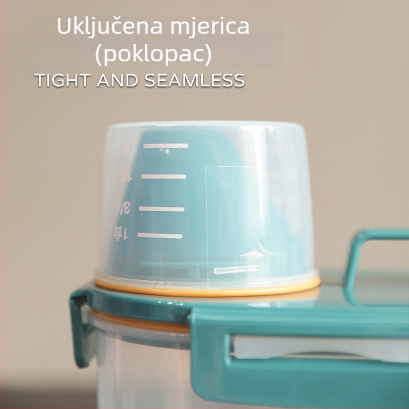 Kontejner za hranu za kućne ljubimce, prenosni, hermetički zatvoren, otporan na vlagu, s mjernom posudom, za pse i mačke, kapacitet 1.7L/3L