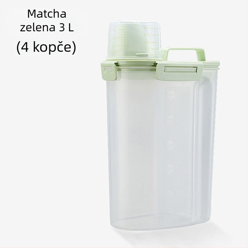 Kontejner za hranu za kućne ljubimce, prenosni, hermetički zatvoren, otporan na vlagu, s mjernom posudom, za pse i mačke, kapacitet 1.7L/3L