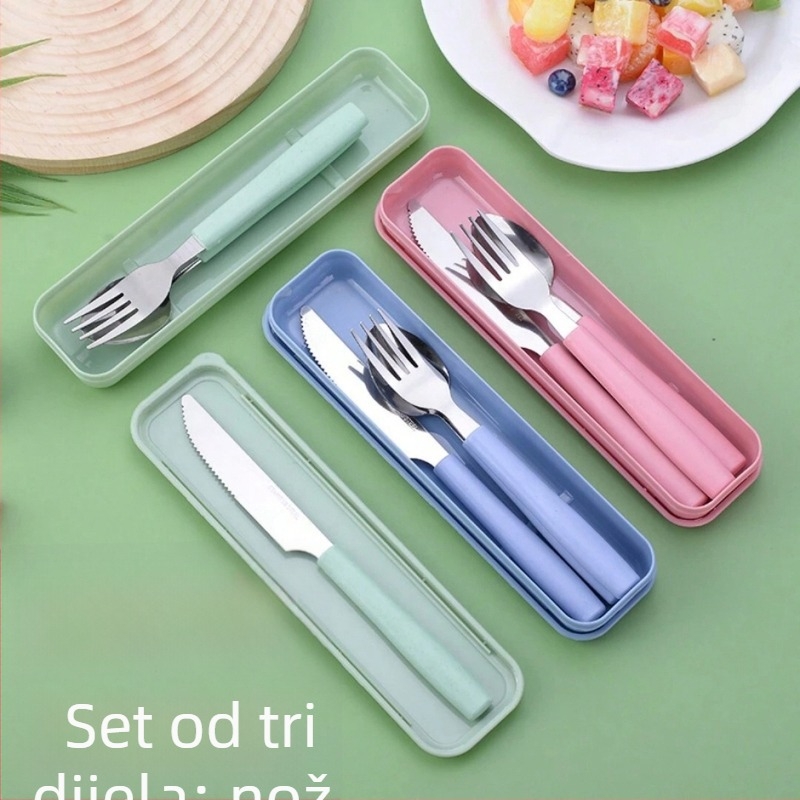 Set posuđa od nehrđajućeg čelika zapadnog stila: nož za steak, vilica i žlica, francuski stil, u kutiji