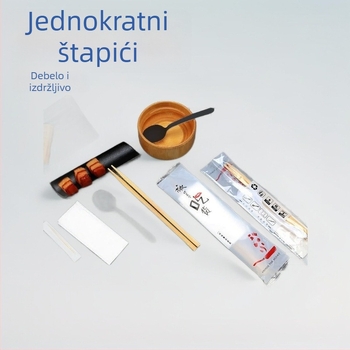 Jednokratne drvene štapiće za restorane, brzu hranu i dostavu; zasebna žlica; trodjelni set; pakiranje posuđa 4-u-1; prijenosno