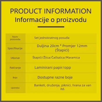 Jednokratne drvene štapiće za restorane, brzu hranu i dostavu; zasebna žlica; trodjelni set; pakiranje posuđa 4-u-1; prijenosno