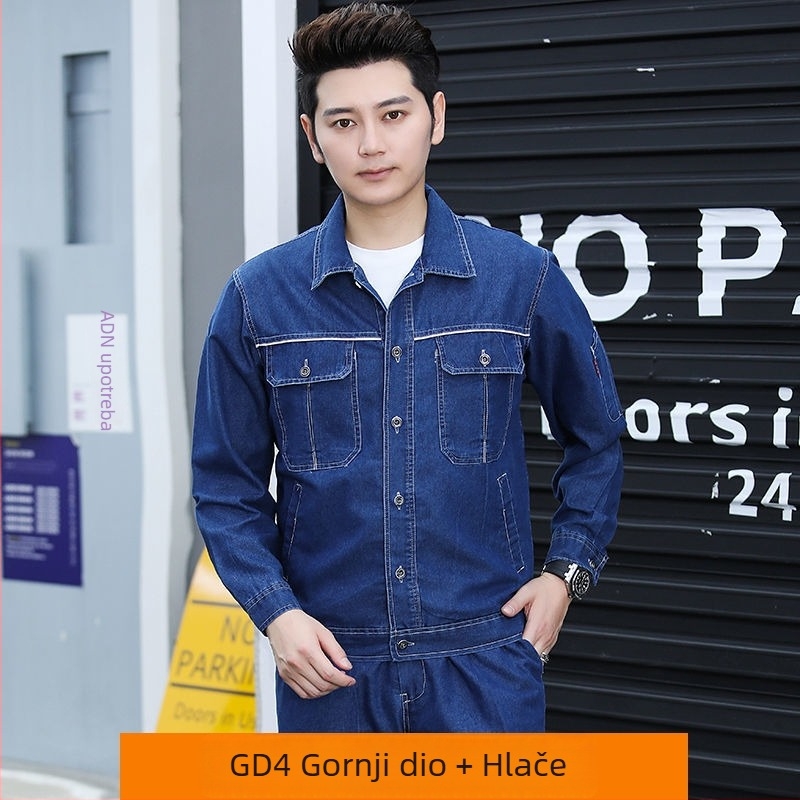 Muški denim set radne odjeće za elektro pogon – otporan na habanje, zaštita od opeklina, reflektirajući, tanak ljetni PPE za zavarivače