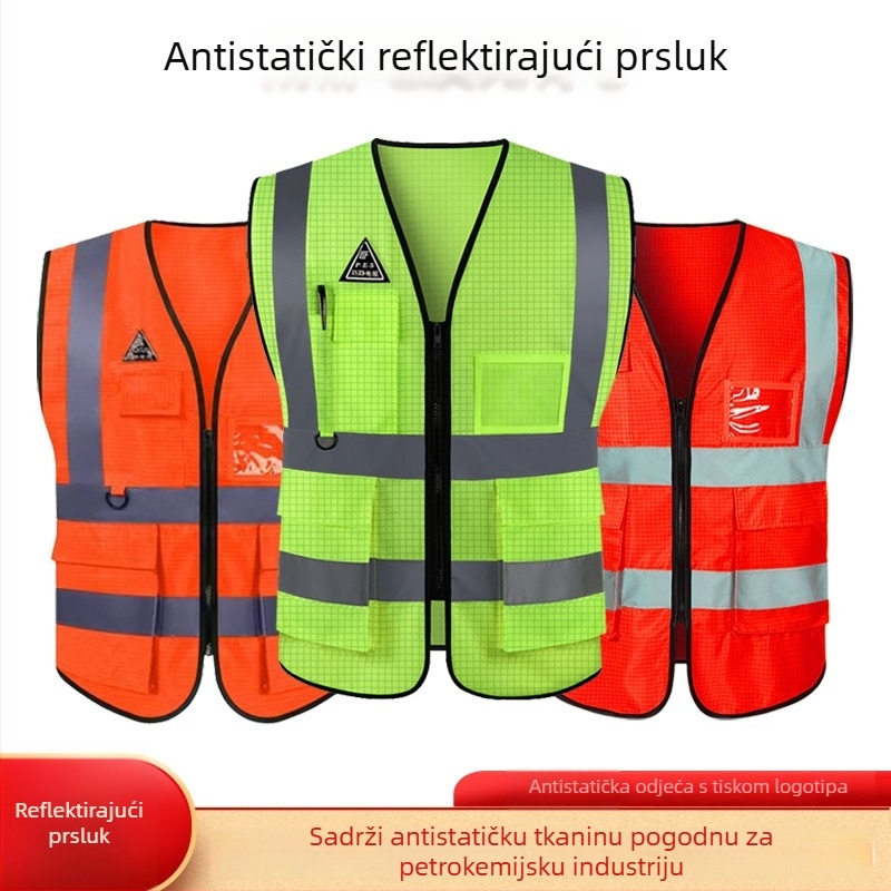Antistatički reflektirajući prsluk za noćni promet, antistatička odjeća za naftne i petrohemijske postaje, izdržljiv reflektirajući prsluk za inženjerske radove