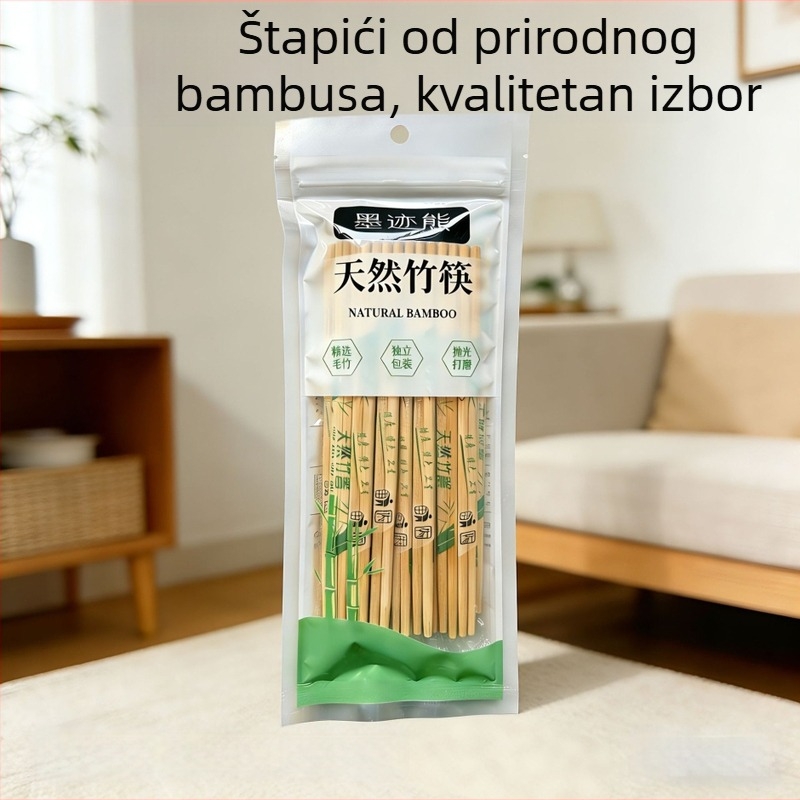 Ink Bear Jednokratni bambusovi štapići za jelo, individualno zapakirani, higijenski, okrugli, pogodni za supermarkete, trgovine i dostavu, 20 parova po paketu, 200 paketa po artiklu