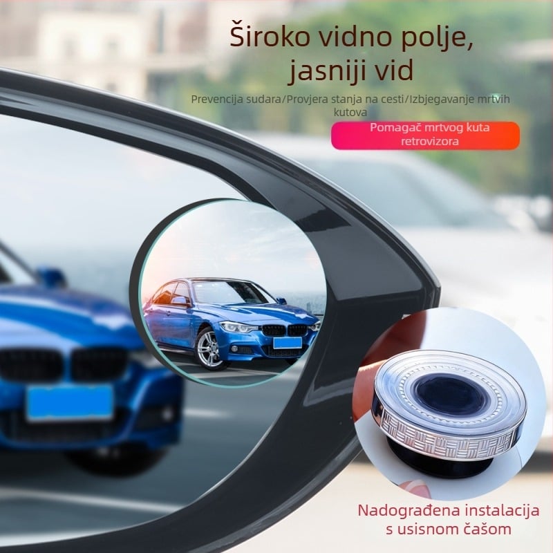 Ljepljivo bezokvirno malo kružno ogledalo retrovizora, visoke rezolucije, 360° konveksni široki ugao, podesivo za pomoć pri parkiranju i gledanje u mrtve kutove