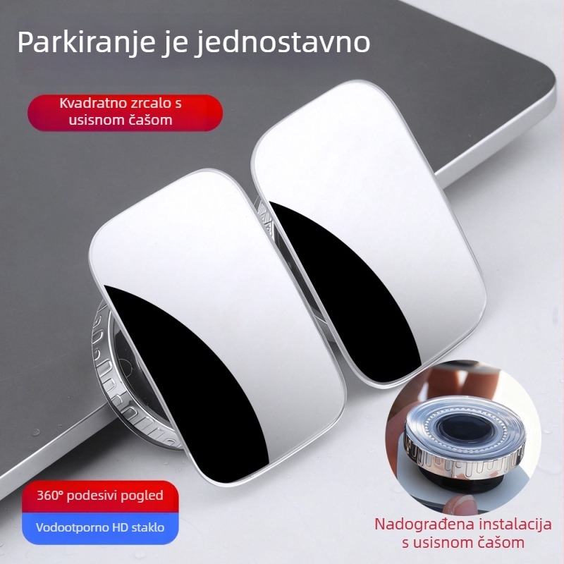 Ljepljivo bezokvirno malo kružno ogledalo retrovizora, visoke rezolucije, 360° konveksni široki ugao, podesivo za pomoć pri parkiranju i gledanje u mrtve kutove