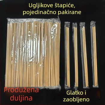 Jednokratne bambus štapiće za jelo, produžene, pojedinačno pakirane, za kućnu upotrebu i dostavu, otporne na plijesan, karbonizirane